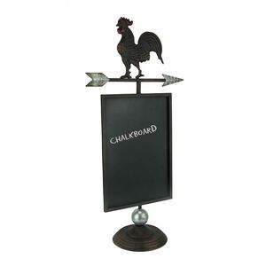 Rustic Brown Metal Farmhouse Rooster & Arrow Chalkboard